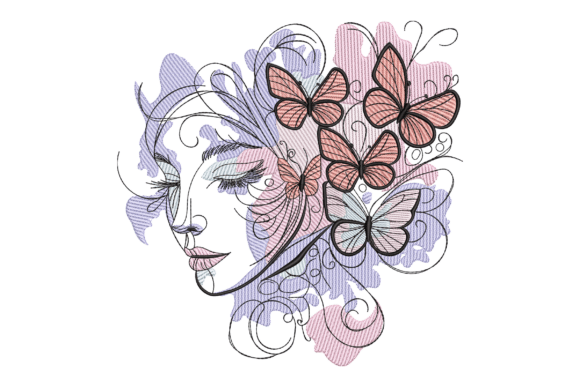 Butterfly Dream Woman: A Charming Embroidery Design for Personalized Gifts