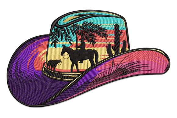 Cowboy Hat Sunset Scene: A Western Embroidery Review