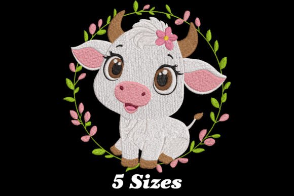 Cute Little Cow: A Charming Embroidery Design for Personalized Gifts