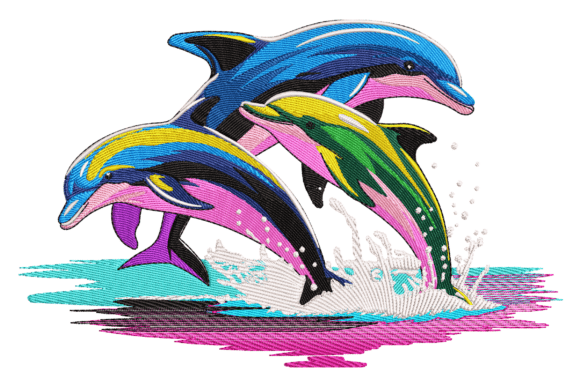 Dolphin Family: A Seasonal Embroidery Design with Oceanic Charm