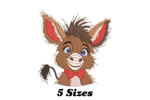 Donkey with a Colorful Bow Tie: A Playful Embroidery Design for Small Business Merch
