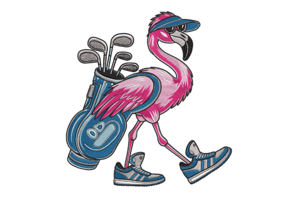 Flamingo Golfer: A Playful Design for Lighthearted Embroidery Projects