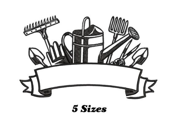 Garden Tools Name Frame: A Rustic Charm for Seasonal Embroidery
