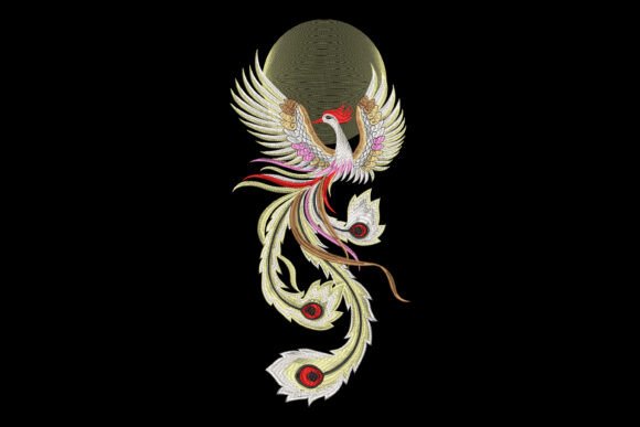 Golden Dawn of the Firebird: A Radiant Embroidery for Seasonal Appeal