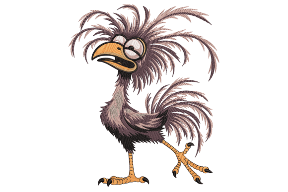 Goofy Fluffy Bird: A Playful Embroidery Pick for Boutique Sweatshirts