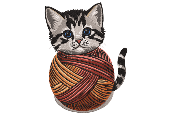 Kitten in a Yarn Ball: A Seasonal Embroidery Gem