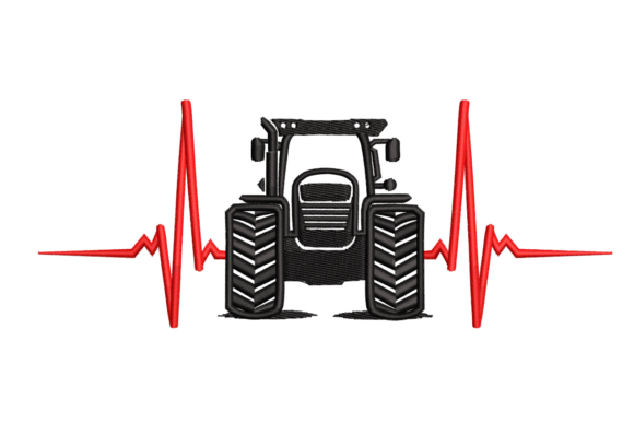 Tractor Heartbeat: A Farm-Inspired Embroidery Design with Heart