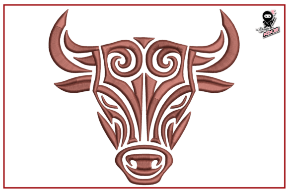 Tribal Bull Head: A Bold Choice for Embroidery Projects